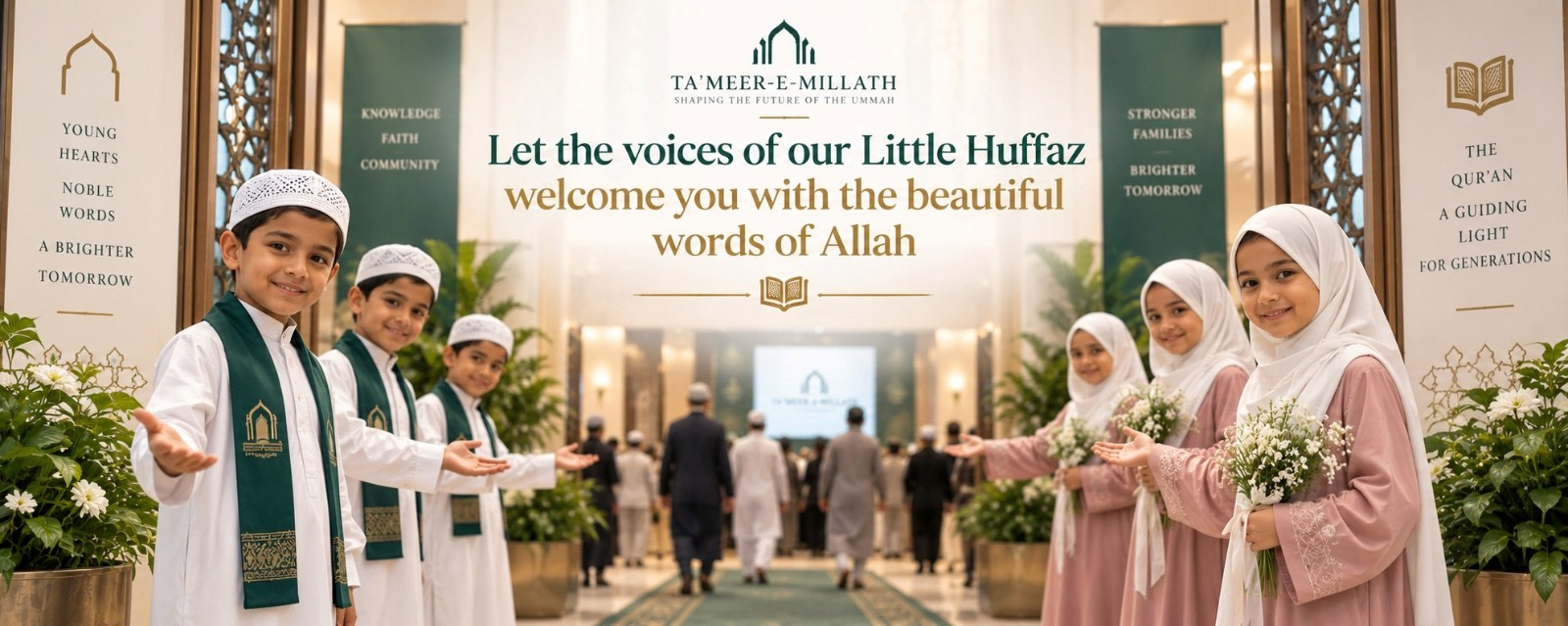 Ta'meer-e-Millath — let the voices of our little Huffaz welcome you with the beautiful words of Allah. Sunday 4 October 2026, Hotel Hills, Hosur.